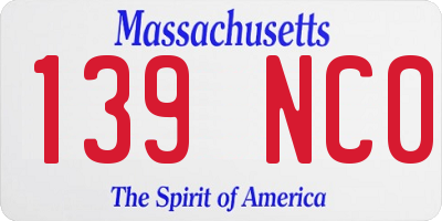 MA license plate 139NC0
