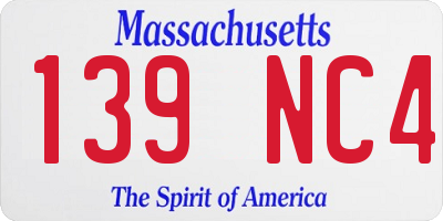 MA license plate 139NC4