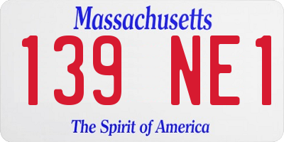 MA license plate 139NE1