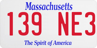 MA license plate 139NE3