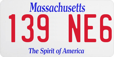 MA license plate 139NE6