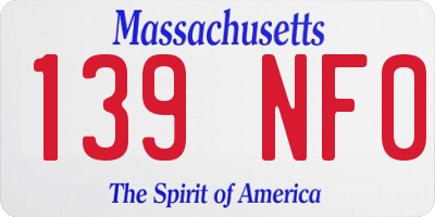 MA license plate 139NF0