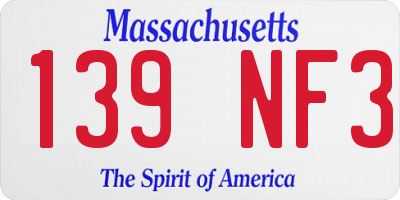 MA license plate 139NF3