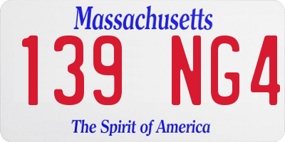 MA license plate 139NG4