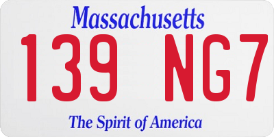 MA license plate 139NG7