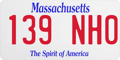 MA license plate 139NH0