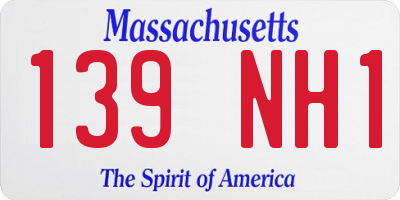 MA license plate 139NH1