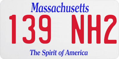 MA license plate 139NH2