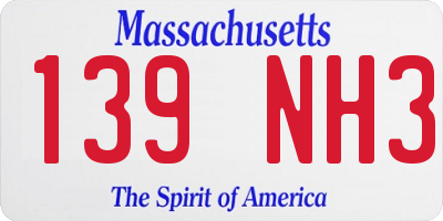 MA license plate 139NH3