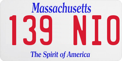 MA license plate 139NI0