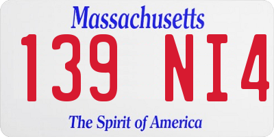 MA license plate 139NI4