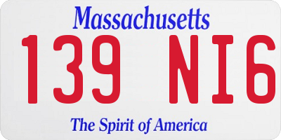 MA license plate 139NI6