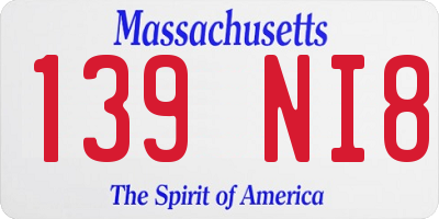 MA license plate 139NI8