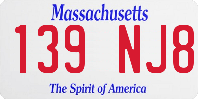 MA license plate 139NJ8
