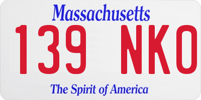 MA license plate 139NK0