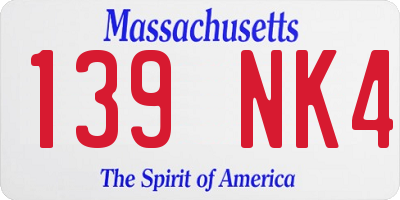 MA license plate 139NK4