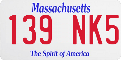 MA license plate 139NK5