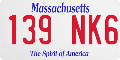 MA license plate 139NK6