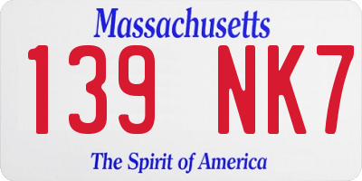 MA license plate 139NK7
