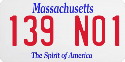 MA license plate 139NO1