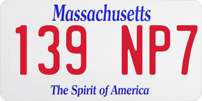 MA license plate 139NP7