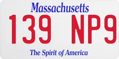 MA license plate 139NP9