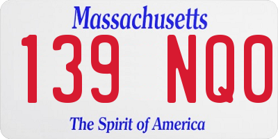 MA license plate 139NQ0