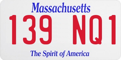 MA license plate 139NQ1