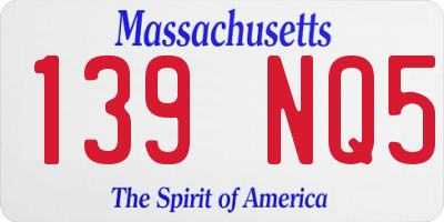 MA license plate 139NQ5
