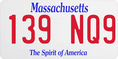 MA license plate 139NQ9
