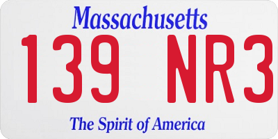 MA license plate 139NR3