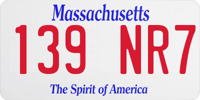 MA license plate 139NR7