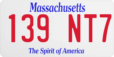 MA license plate 139NT7