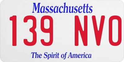 MA license plate 139NV0