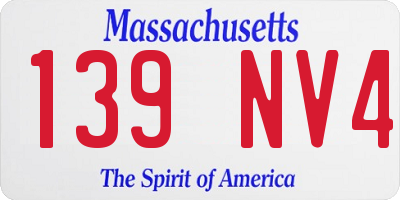 MA license plate 139NV4