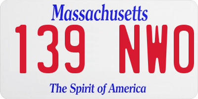 MA license plate 139NW0