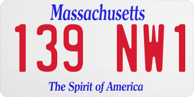 MA license plate 139NW1