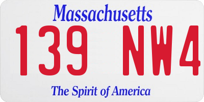 MA license plate 139NW4