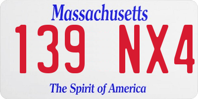 MA license plate 139NX4