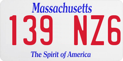 MA license plate 139NZ6