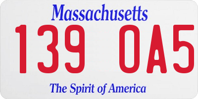 MA license plate 139OA5