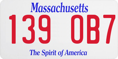 MA license plate 139OB7