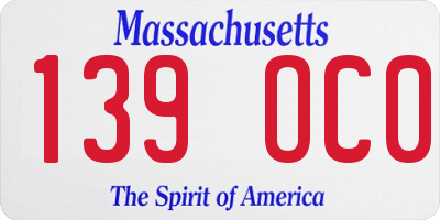 MA license plate 139OC0