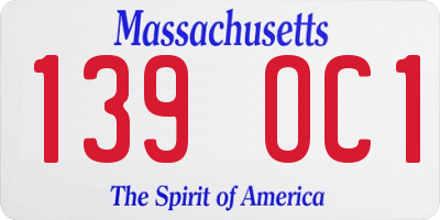 MA license plate 139OC1