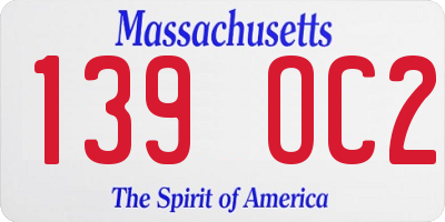 MA license plate 139OC2