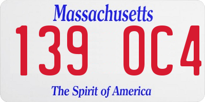 MA license plate 139OC4