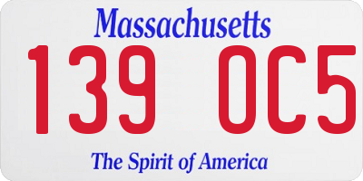 MA license plate 139OC5