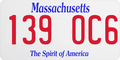 MA license plate 139OC6
