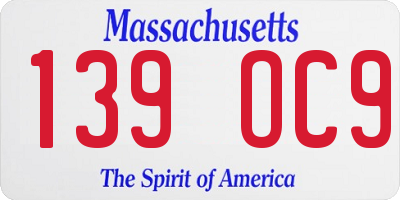 MA license plate 139OC9