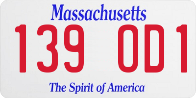 MA license plate 139OD1